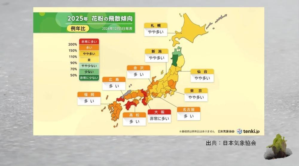 2025年 春の花粉飛散予測イメージ